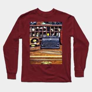 Vintage Typewriter and Vinyls Long Sleeve T-Shirt